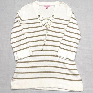 Lilly Pulitzer White and Gold Striped Sweater